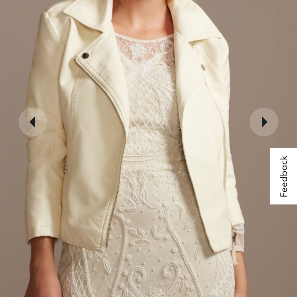 David's Bridal Cream Leather Jacket - Picture 5 of 7